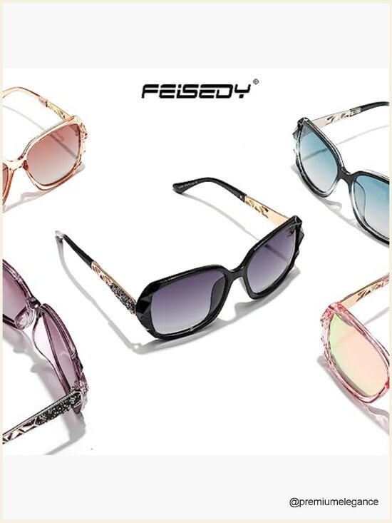 Polarized Square Sunglasses with Sparkling Frame main image 4